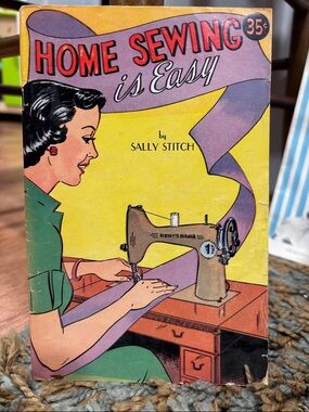 Home Sewing Is Easy by Sally Stitch - Yellow & Purple Retro Cover